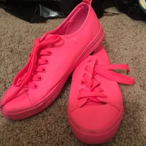 Bright Pink lace up sneakers